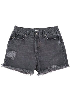 Old Navy Womens 12 Black Gray Distressed Raw Hem Denim Jean Shorts All Cotton